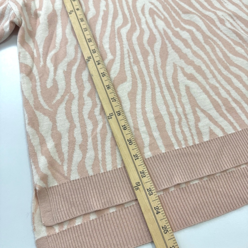Calvin Klein Women’s S Mock Cowl Neck Sweater Pink/White Zebra Print Long Sleeve - Picture 8 of 10